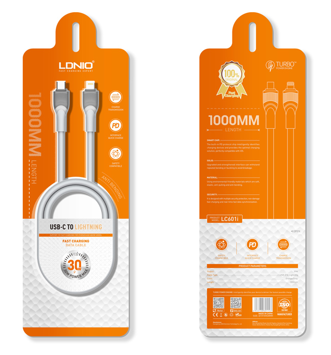 LDNIO καλώδιο Lightning σε USB-C LC601I, 30W PD, 1m, γκρι - Image 4