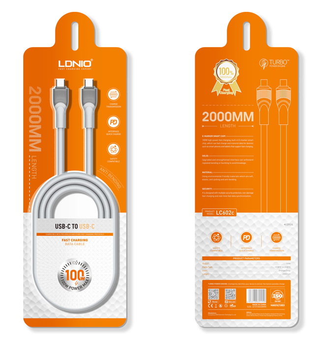 LDNIO καλώδιο USB-C σε USB-C LC602C, 100W PD, 2m, γκρι - Image 5