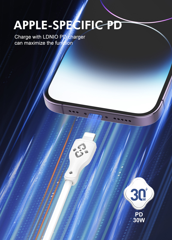 LDNIO καλώδιο Lightning σε USB-C LC812I, 30W PD, 2m, λευκό - Image 2