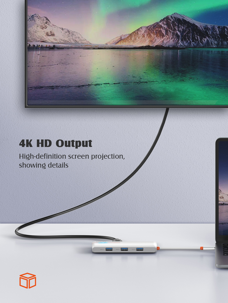 LDNIO docking station DS-26H, 6 θυρών, USB-C σύνδεση, 4K, 100W PD, λευκό - Image 4