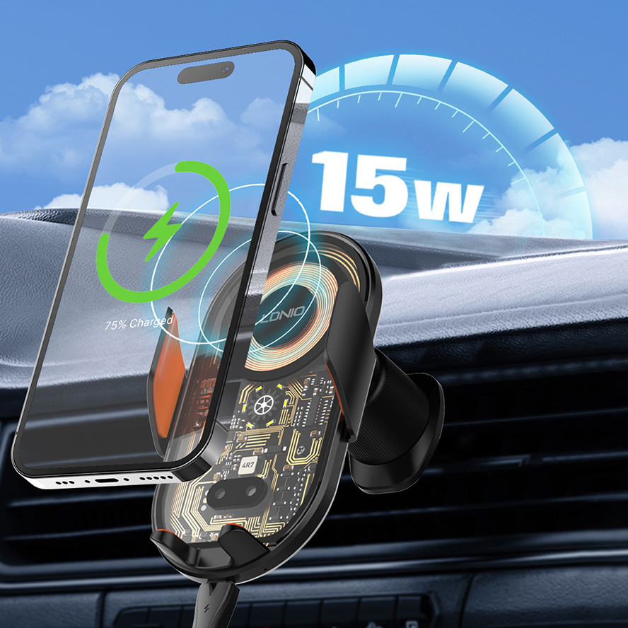 LDNIO ασύρματος φορτιστής & βάση smartphone αυτοκινήτου MA30, 15W, μαύρο - Image 2