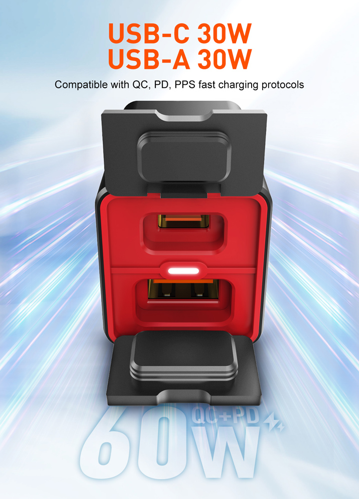LDNIO φορτιστής μοτοσυκλέτας C108 με καλώδιο, USB/USB-C, 60W, μαύρος - Image 6