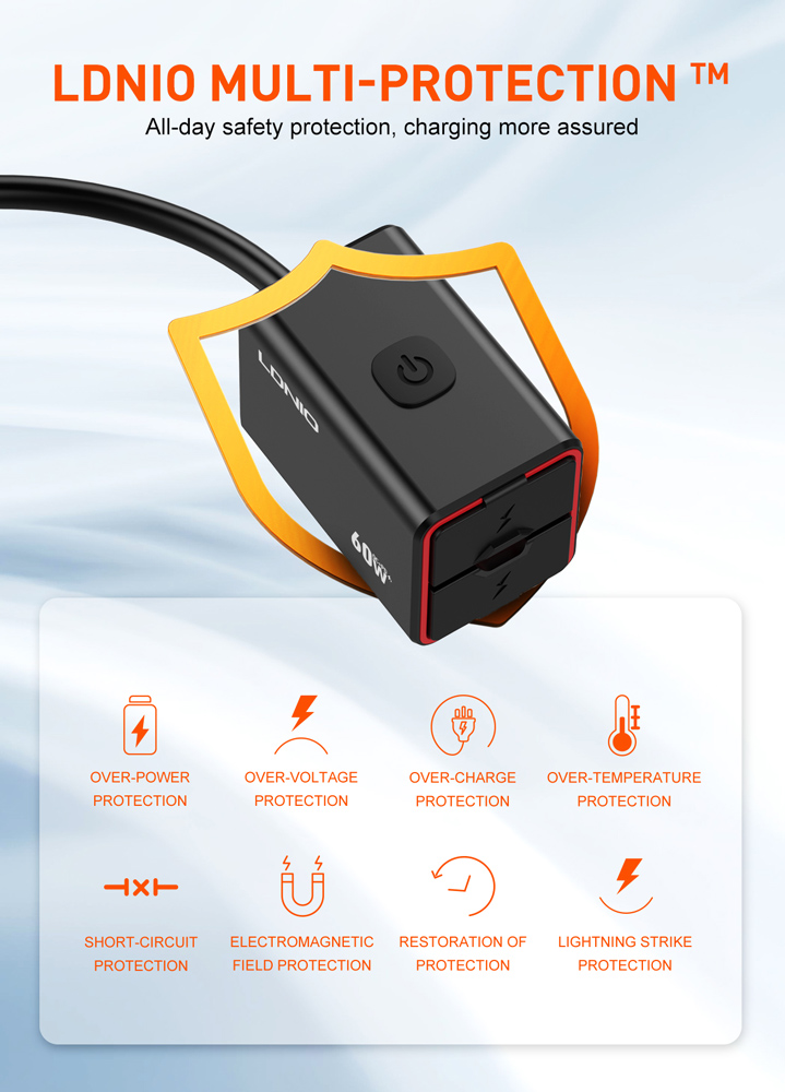 LDNIO φορτιστής μοτοσυκλέτας C108 με καλώδιο, USB/USB-C, 60W, μαύρος - Image 7