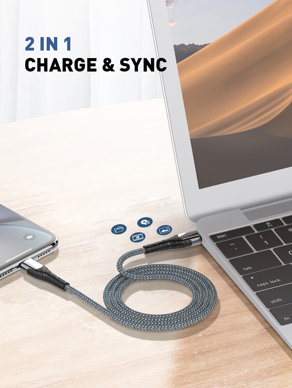 LDNIO καλώδιο Lightning σε USB-C LC112, 30W PD, 2m, γκρι - Image 3