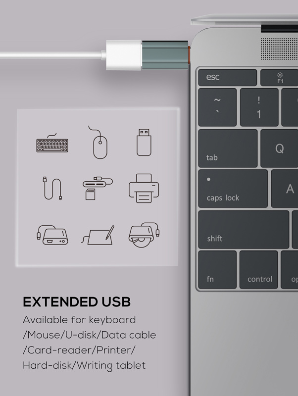 LDNIO αντάπτορας USB-C σε USB LC140, αρσενικό σε θηλυκό, γκρι - Image 2