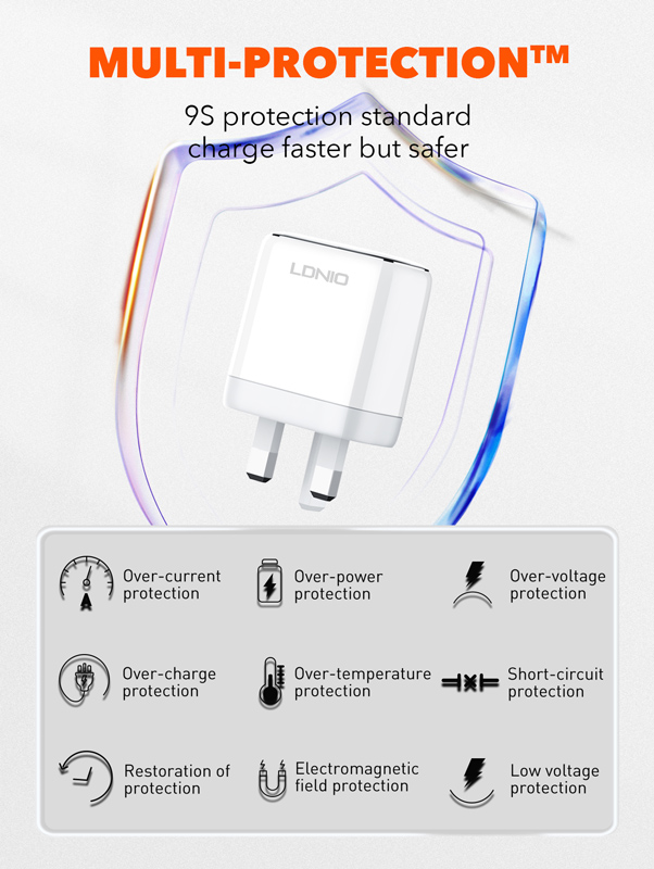 LDNIO φορτιστής τοίχου A2528M με καλώδιο, 2x USB-C, 35W, MFi, λευκό - Image 7