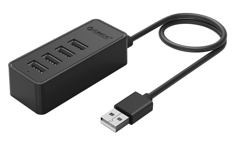 ORICO USB hub W5P-U2, 4x θυρών, USB 2.0, 480Mbps, USB σύνδεση, 1m καλώδιο, μαύρο