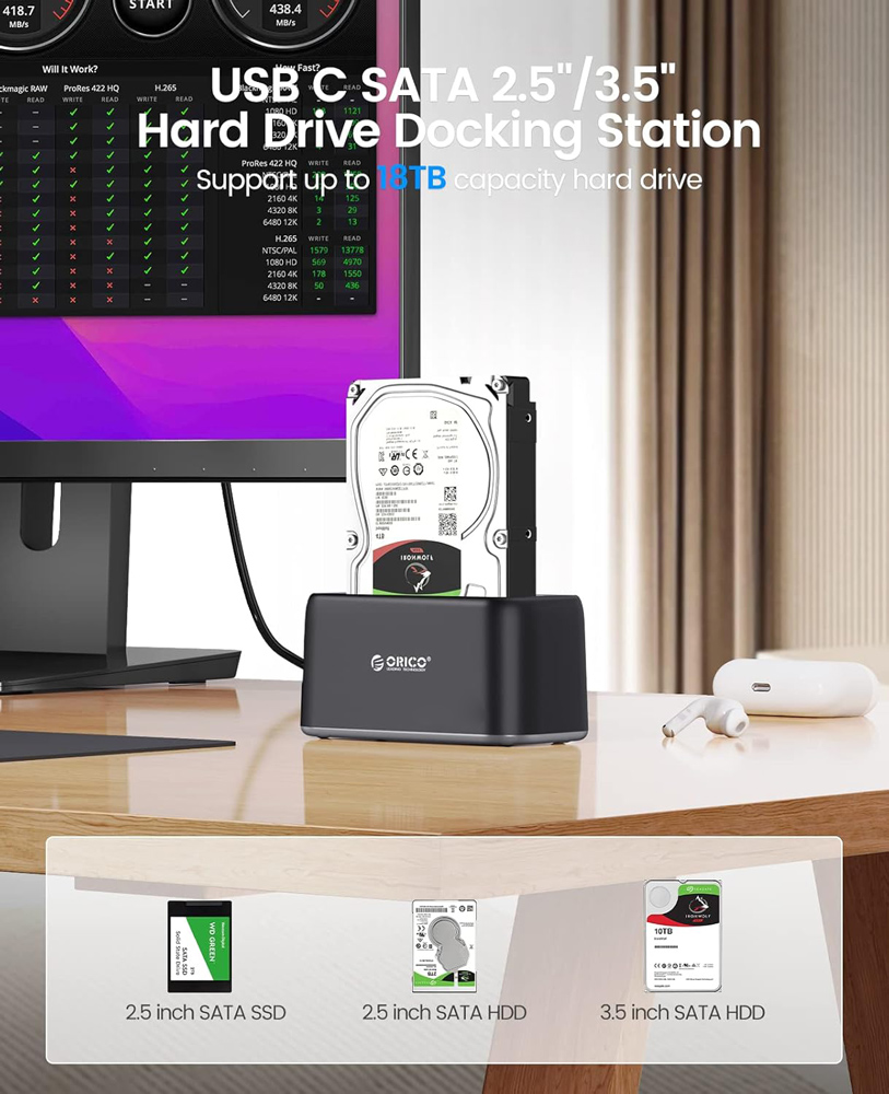 ORICO docking station για 2.5" ή 3.5" SATA HDD/SSD 6819C3-V1, 5Gbps, μαύρο - Image 2