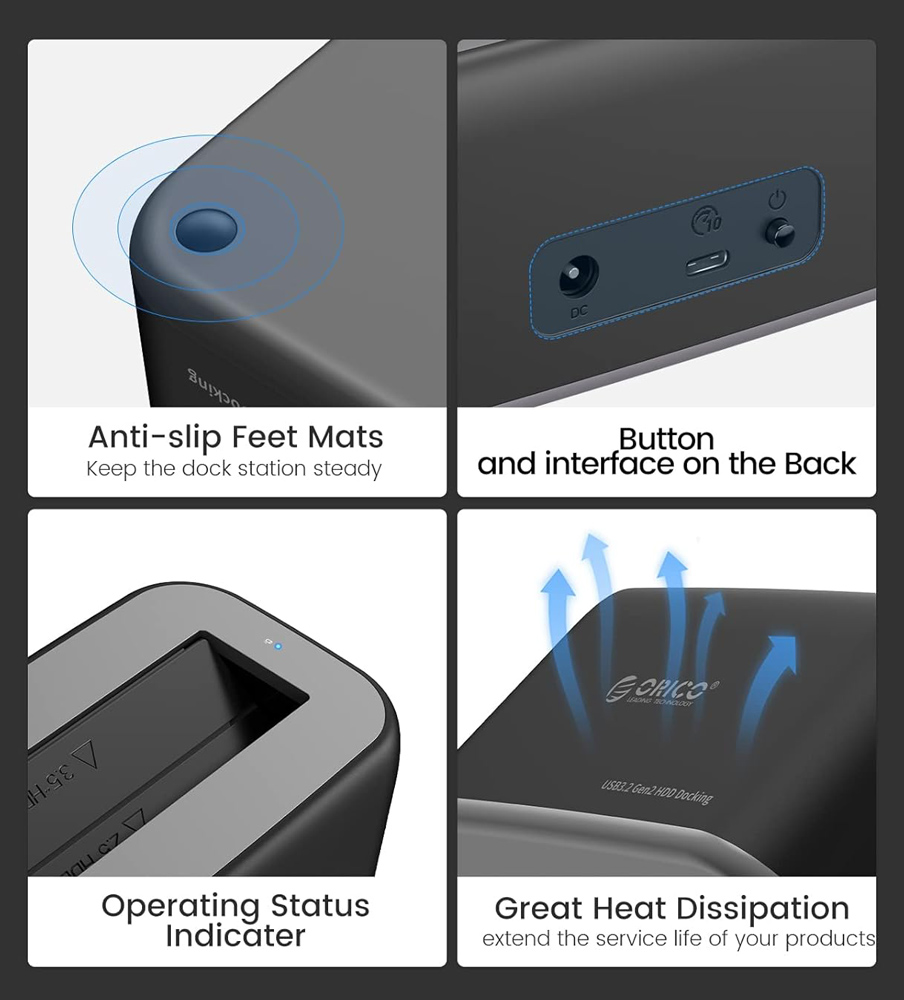ORICO docking station για 2.5" ή 3.5" SATA HDD/SSD 6819C3-V1, 5Gbps, μαύρο - Image 3