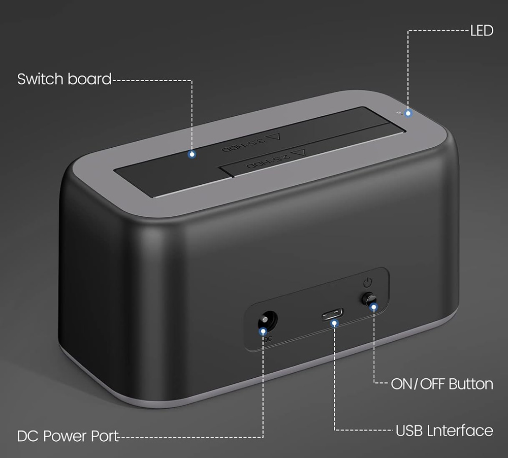ORICO docking station για 2.5" ή 3.5" SATA HDD/SSD 6819C3-V1, 5Gbps, μαύρο - Image 4