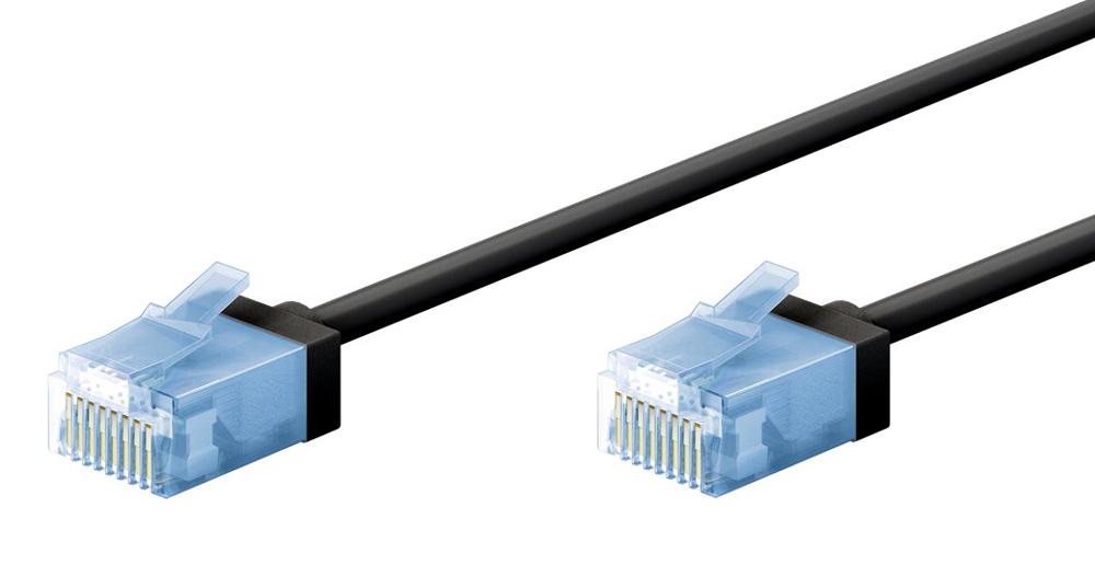 GOOBAY καλώδιο δικτύου 74230, CAT 6A U/UTP, ultra slim, copper, 500MHz, 0.15m, μαύρο