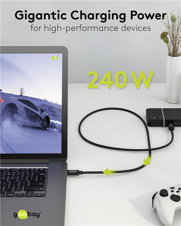 GOOBAY καλώδιο USB-C 74376, USB4, 240W, 80Gbps, 16K/60Hz, 1.2m, μαύρο - Image 4