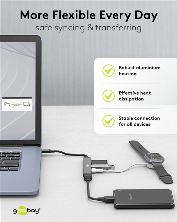 GOOBAY USB hub 74459, 4x θυρών, USB 3.2, 5Gbps, USB-C σύνδεση, γκρι - Image 6