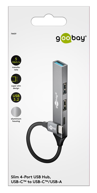 GOOBAY USB hub 74459, 4x θυρών, USB 3.2, 5Gbps, USB-C σύνδεση, γκρι - Image 8