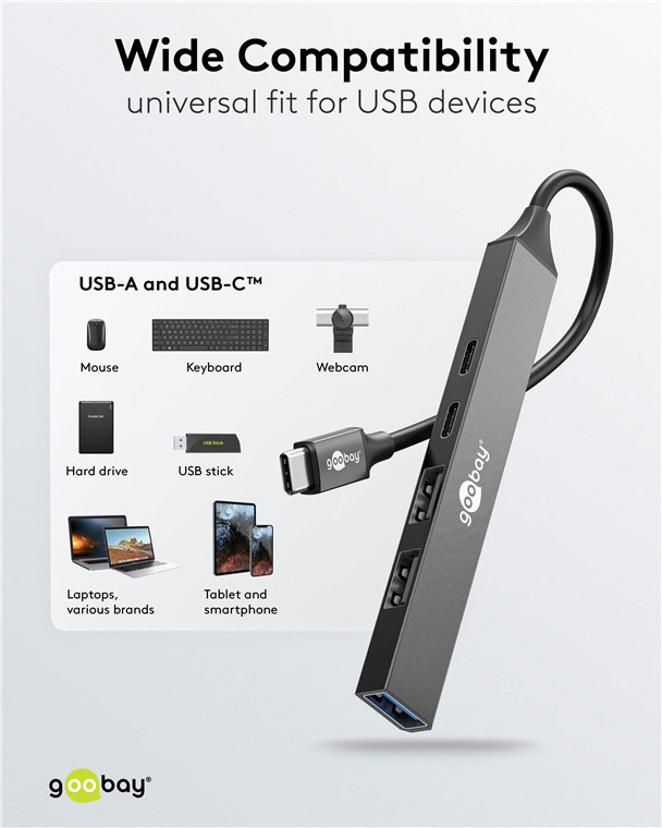GOOBAY USB hub 74460, 5x θυρών, USB 3.2, 5Gbps, 100W, USB-C σύνδεση, γκρι - Image 4