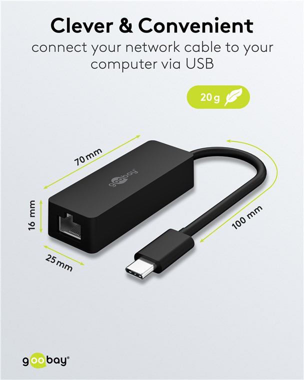 GOOBAY αντάπτορας δικτύου 76579, USB-C, 1000Mbps Ethernet, μαύρος - Image 4