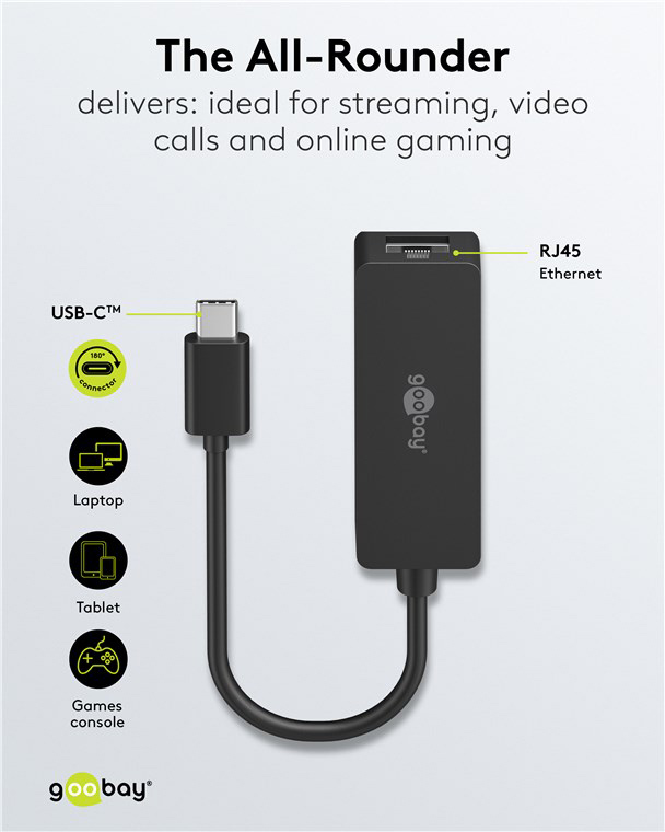 GOOBAY αντάπτορας δικτύου 76579, USB-C, 1000Mbps Ethernet, μαύρος - Image 5