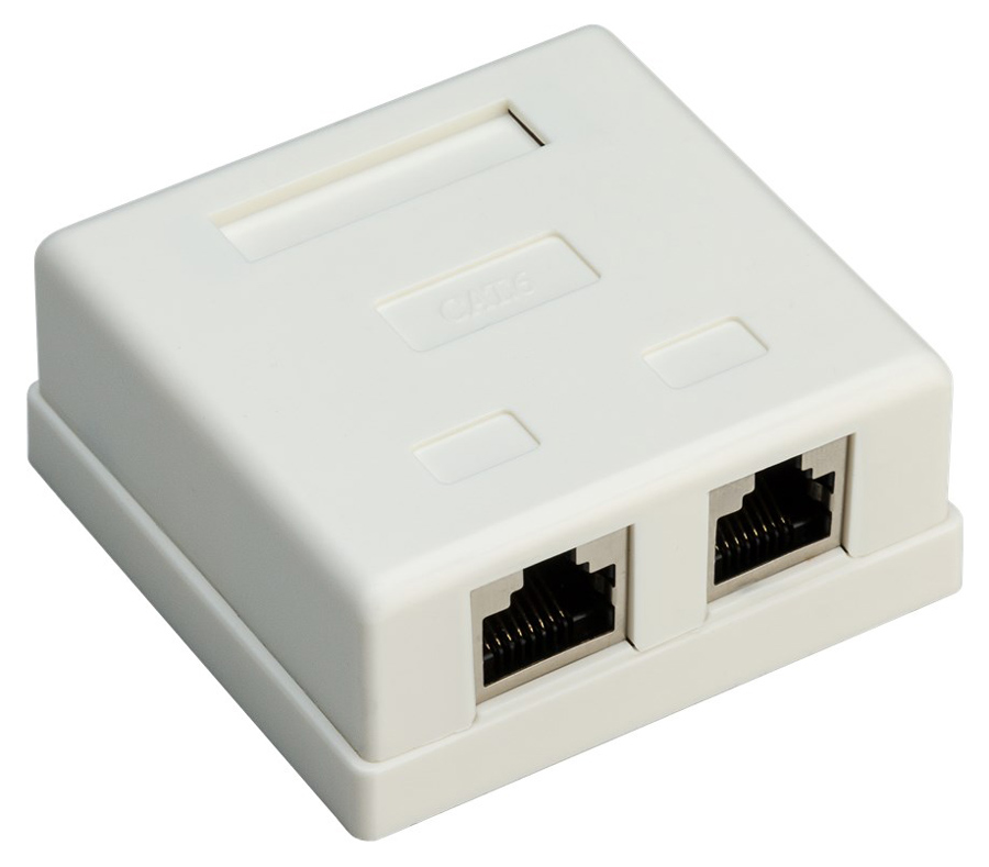 GOOBAY επιτοίχια πρίζα δικτύου 77635, 2 θύρες RJ45, CAT 6 STP, λευκή
