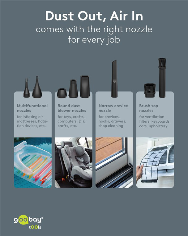 GOOBAY ηλεκτρικό air duster 77830, 100W, 6000mAh, μαύρο - Image 6