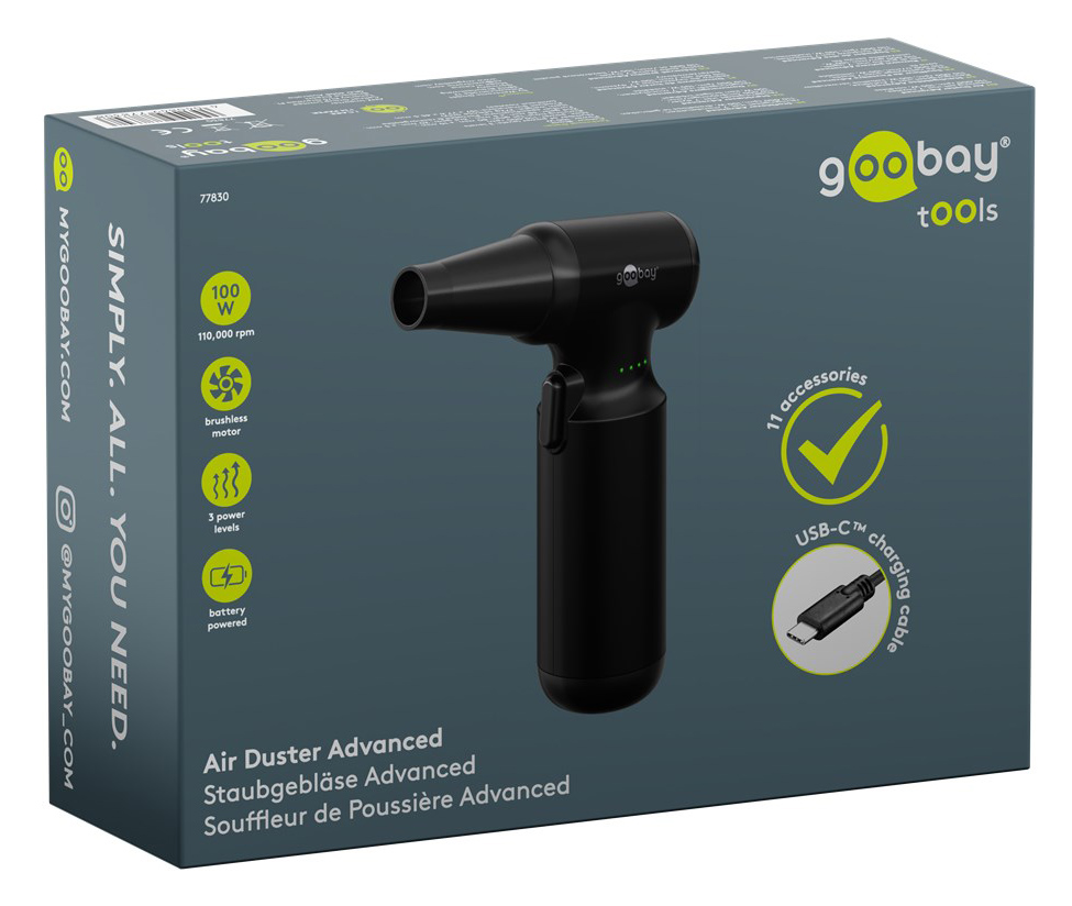 GOOBAY ηλεκτρικό air duster 77830, 100W, 6000mAh, μαύρο - Image 10