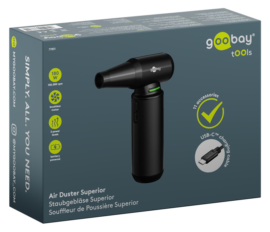 GOOBAY ηλεκτρικό air duster 77831 με φακό, 180W, 6000mAh, μαύρο - Image 10