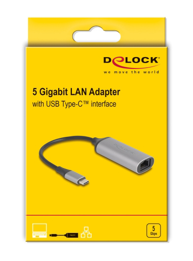 DELOCK αντάπτορας δικτύου 81570, USB-C, 5Gbps Ethernet, ασημί - Image 2