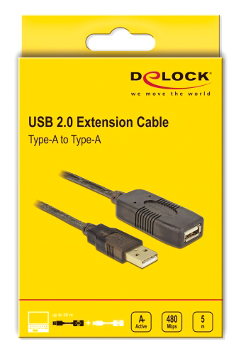 DELOCK καλώδιο USB 2.0 αρσενικό σε θηλυκό 82308, active, 5m, μαύρο - Image 3