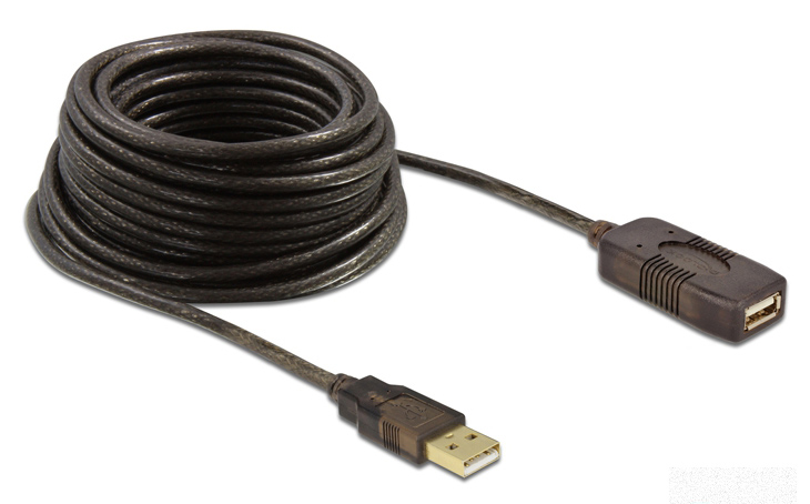 DELOCK καλώδιο USB 2.0 αρσενικό σε θηλυκό 82308, active, 5m, μαύρο