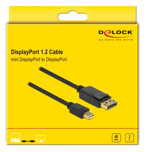DELOCK καλώδιο mini DisplayPort σε DisplayPort 82438, 4K/60Hz, 2m, μαύρο - Image 2