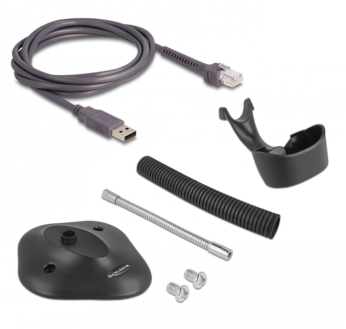 DELOCK USB barcode scanner 1D 90584, με καλώδιο σύνδεσης & βάση, μαύρο - Image 4