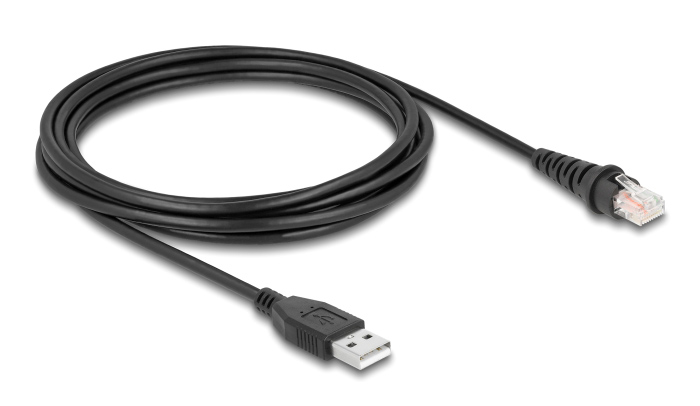 DELOCK καλώδιο USB σε RJ50 90612 για barcode scanner, 3m, μαύρο - Image 2