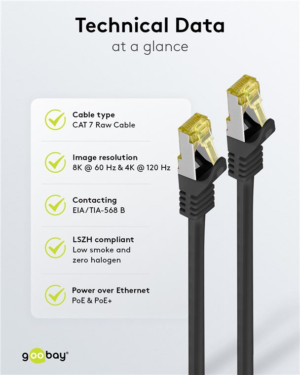 GOOBAY καλώδιο δικτύου 91572, CAT 7 S/FTP, copper, 500MHz, 0.25m, μαύρο - Image 6