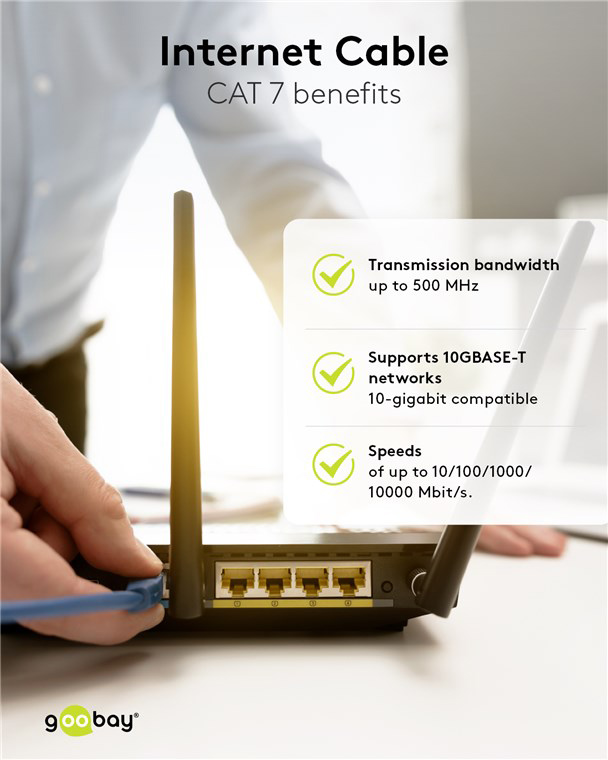 GOOBAY καλώδιο δικτύου 91581, CAT 7 S/FTP, copper, 500MHz, 0.50m, μαύρο - Image 5