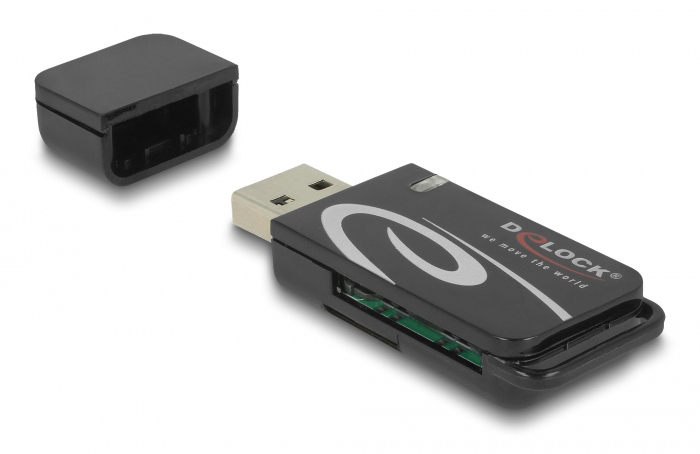 DELOCK card reader 91602 για SD & micro SD, USB, 480Mbps, μαύρο - Image 2