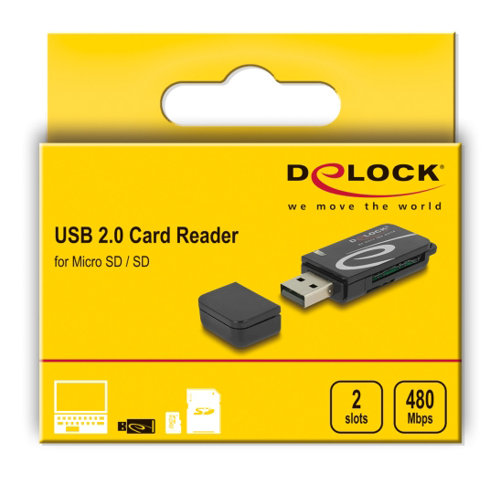 DELOCK card reader 91602 για SD & micro SD, USB, 480Mbps, μαύρο - Image 3