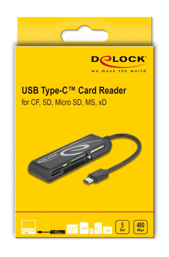 DELOCK card reader 91739 για micro SD/SD/CF/MS/xD, USB-C, μαύρο - Image 2