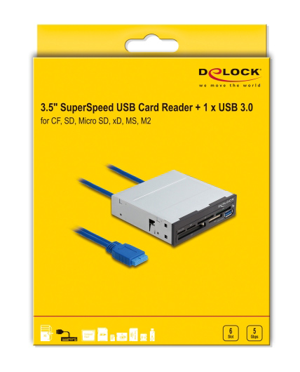 DELOCK USB 19-pin card reader 91759, CF/SD/micro SD/xD/MS/M2/USB, 5Gbps - Image 3