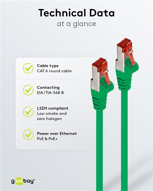 GOOBAY καλώδιο δικτύου 92454, CAT 6 S/FTP, copper, 250MHz, 0.15m, πράσινο - Image 6
