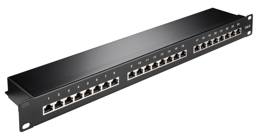 GOOBAY patch panel 93048 19"/1U, 24x ports, CAT 6 STP, μαύρo
