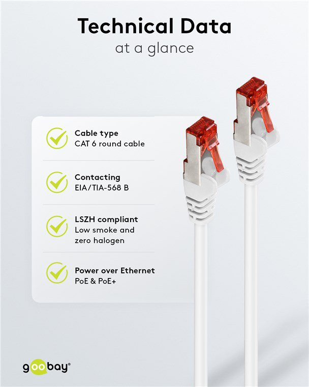GOOBAY καλώδιο δικτύου 93502, CAT 6 S/FTP, copper, 250MHz, 1m, λευκό - Image 5