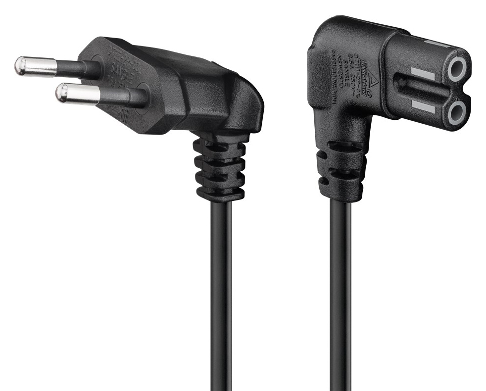 GOOBAY καλώδιο τροφοδοσίας Euro 97346, γωνιακό, 2x0.75 mm², 1m, μαύρο
