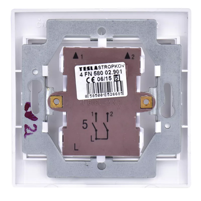 TESLA STROPKOV διακόπτης κομμυτατέρ Praktik A0264, διπλός, λευκός - Image 2