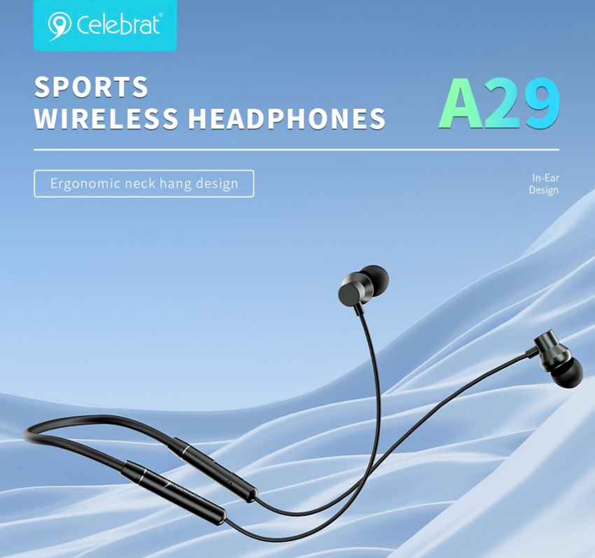 CELEBRAT earphones A29 με μαγνήτη, Bluetooth, 10mm, 80mAh, μαύρα - Image 5
