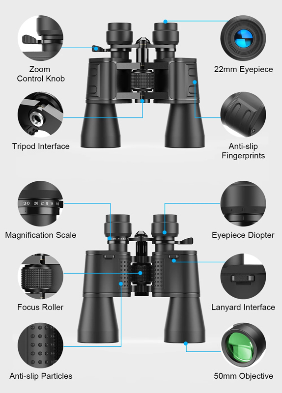 APEXEL κιάλια APS-PB10-30X50, 10x-30x zoom, Φ 50mm, μαύρα - Image 7