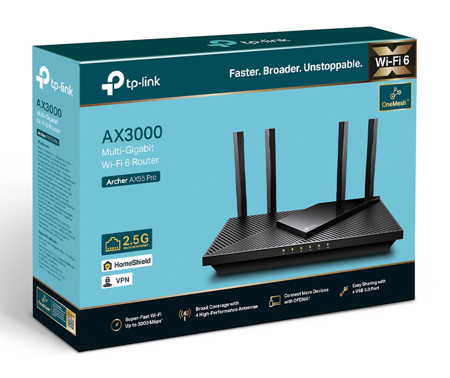 TP-LINK Router Archer AX55 Pro, WiFi 6, 3Gbps AX3000, Dual Band, V.1.0 - Image 8