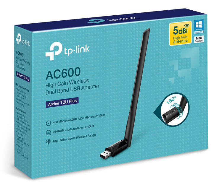 TP-LINK ασύρματος USB αντάπτορας δικτύου Archer T2U Plus, 600Mbps, V.1 - Image 5