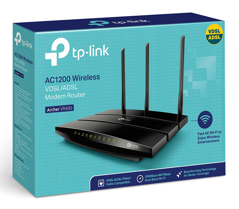 TP-LINK Modem/Router Archer VR400, VDSL/ADSL, 1200Mbps AC1200, Ver. 2.0 - Image 2