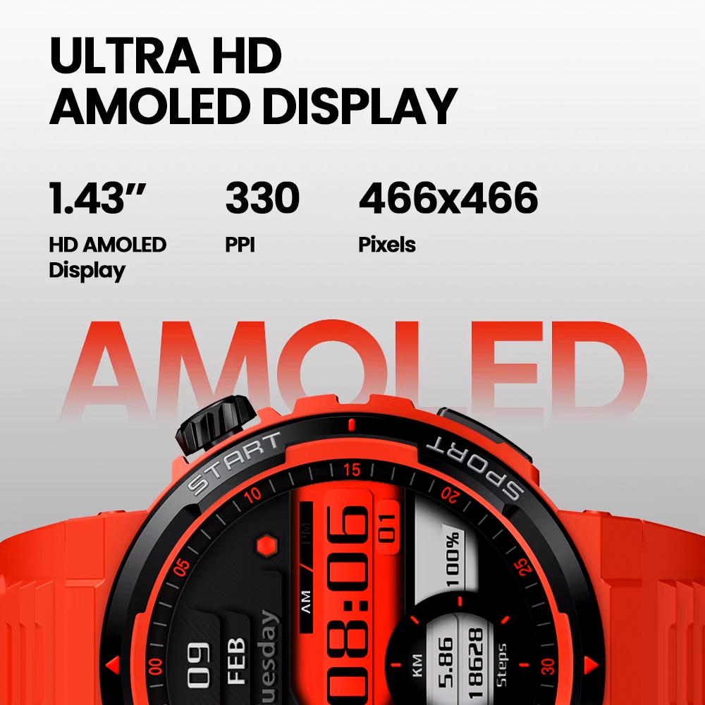ZEBLAZE smartwatch Ares 3 Plus, heart rate, 1.43" AMOLED, IP68, μαύρο - Image 3