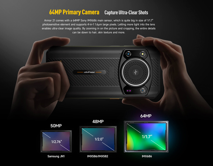 ULEFONE smartphone Armor 21 με ηχείο 3.5W, 6.58", 8/256GB, 9600mAh, IP68/IP69K, μαύρο - Image 6