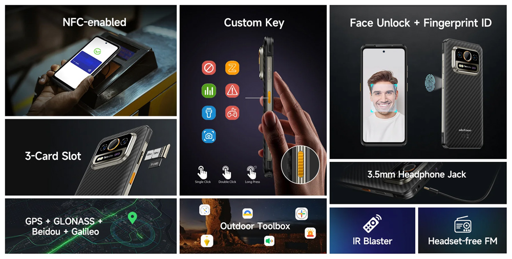 ULEFONE smartphone Armor 25T Pro, 6.78", 6/256GB, 5G, 6500mAh, IP68/IP69K, μαύρο - Image 3